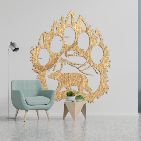 Obraz tlapa medvěda s horskou scenérií - SOPORTA: Překližka Topol - Amber 3072 35 x 30 cm 4099-106260 PR0405