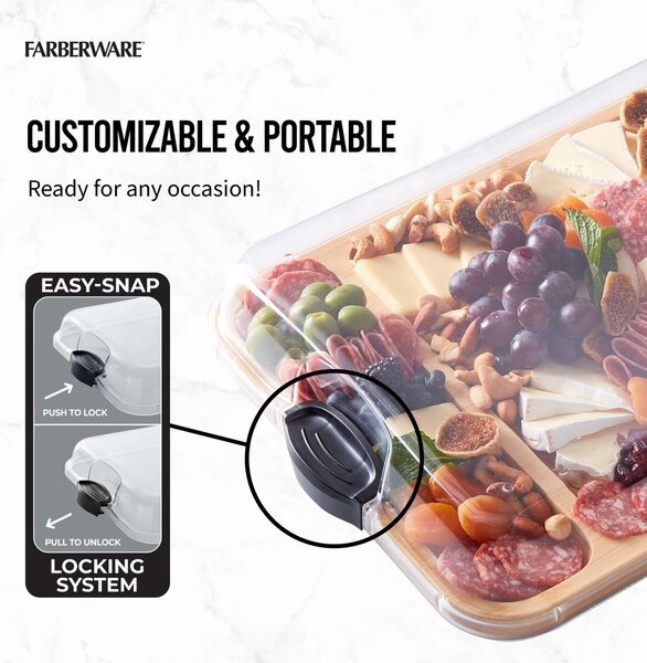 Servírovací tác Farberware s víkem 30,5 x 40,5 cm, bambusový 5317650EU