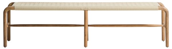 Kave Home Dřevěná zahradní lavice Alipa 180 cm s béžovým výpletem