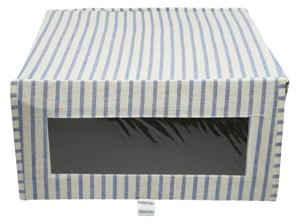 Sinsay - Skládací úložný box s pruhy a okénkem - námořnická modrá