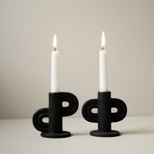 DBKD Keramický svícen Swirl Slide - Black DK330