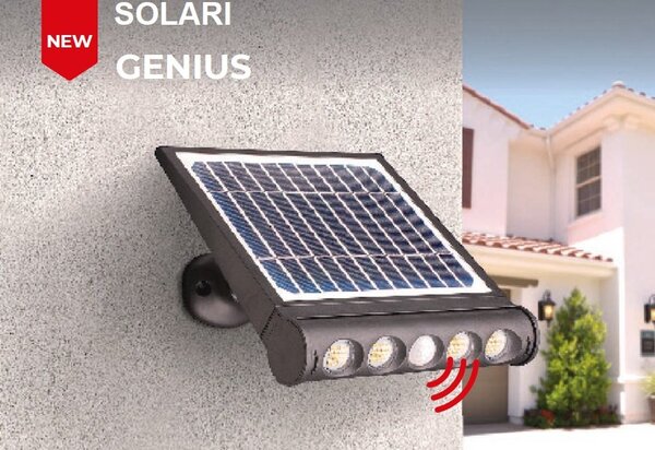 CEN GNS-081240 Solární reflektor LED GENIUS SOLARE SLIM 8W 4000K 950lm IP65 - CENTURY