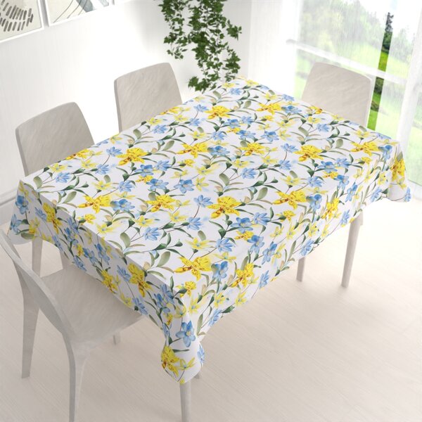 Biante Teflonový obdélníkový ubrus TF-081 Žluto-modré lilie na bílém 50x100 cm