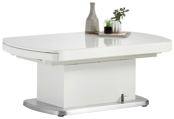 KONFERENČNÍ STOLEK, bílá, kov, sklo, kompozitní dřevo, 120/75/50 cm Venda - Konferenční stolky