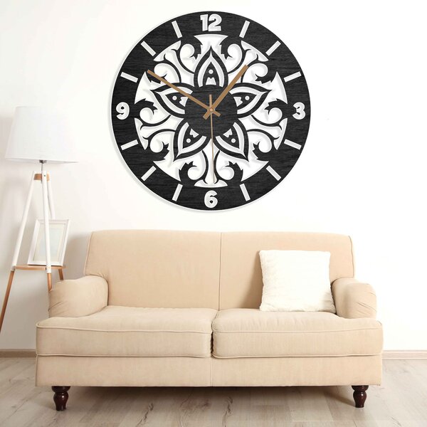 Dřevěné nástěnné hodiny Mandala Harmonie| FION: Stříbrné ručičky Přírodní překližka - Topol přírodní 30 cm 4165-64336 PR0441