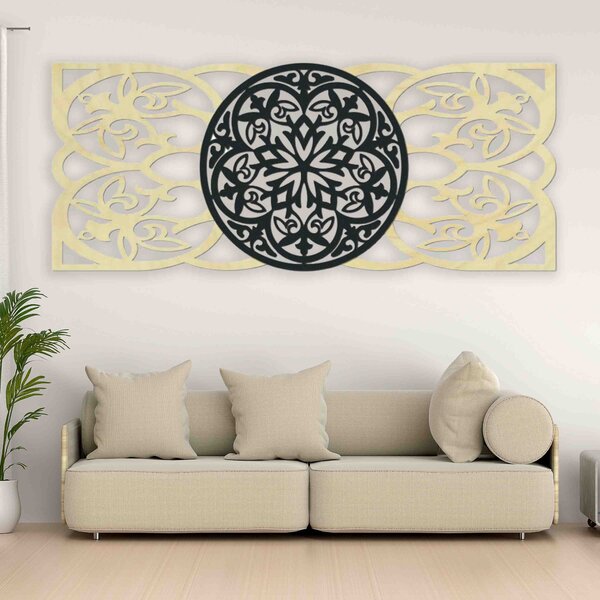 Luxusní obraz - Mandala na stěně - MIRAGE: Přírodní překližka - Topol přírodní 37 x 90 cm 4177-65295 PR0313-A