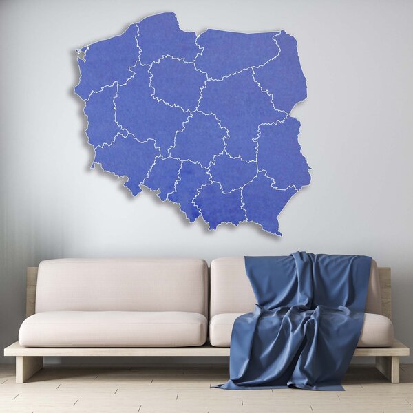 Dřevěná nástěnná mapa Polská republika - 16 dílků | SENTOP M003: Překližka - Silver barva Rozměr 60 x 60 cm 4181-65556 M003