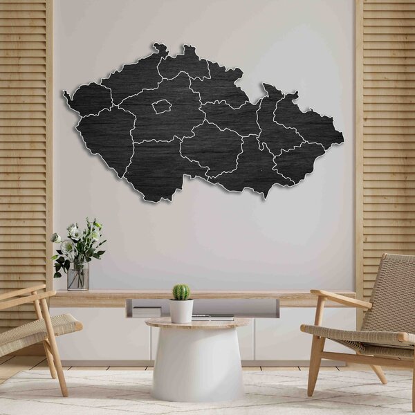 Dřevěná nástěnná mapa Česká republika | 14 dílků: Přírodní překližka - Topol přírodní 40 x 70 cm 4180-65511 M002