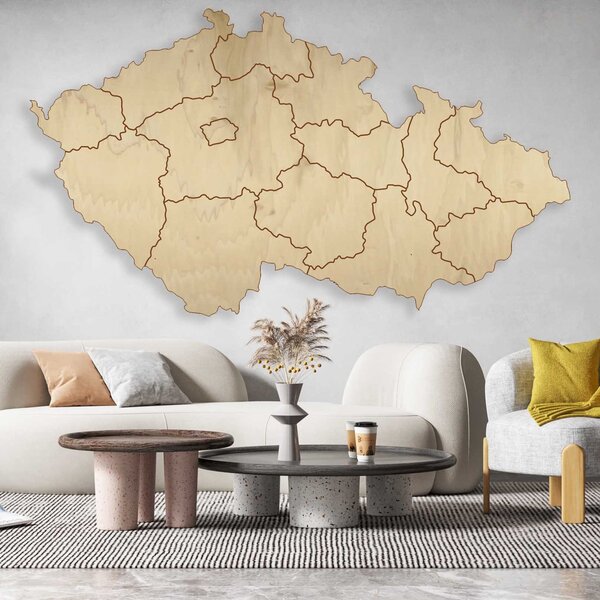 Dřevěná nástěnná mapa Česká republika | 14 dílků: Přírodní překližka - Topol přírodní 40 x 70 cm 4180-65511 M002