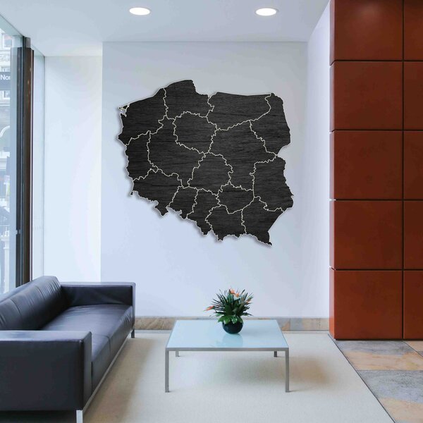 Dřevěná nástěnná mapa Polská republika - 16 dílků | SENTOP M003: Překližka - Silver barva Rozměr 60 x 60 cm 4181-65556 M003
