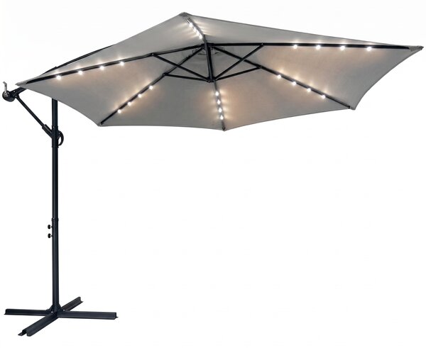 Avenberg Velký polohovatelný slunečník Sunny LED 300, šedá