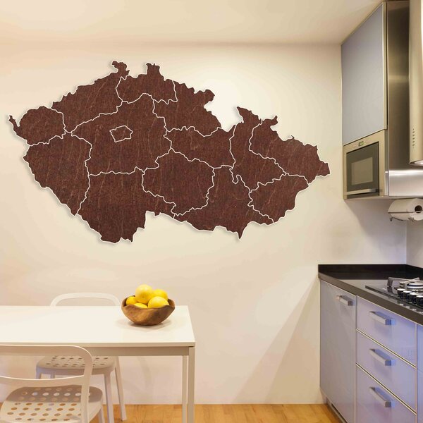 Dřevěná nástěnná mapa Česká republika | 14 dílků: Přírodní překližka - Topol přírodní 40 x 70 cm 4180-65511 M002