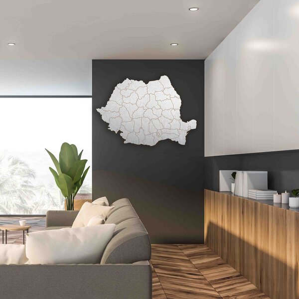 Dřevěná nástěnná mapa Rumunska - ROMA: Přírodní překližka - Topol přírodní 40 x 58 cm 4184-65846 M006