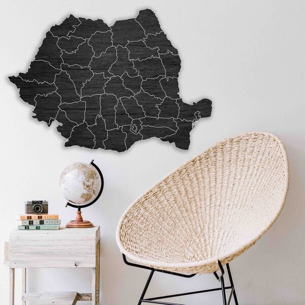 Dřevěná nástěnná mapa Rumunska - ROMA: Přírodní překližka - Topol přírodní 40 x 58 cm 4184-65846 M006