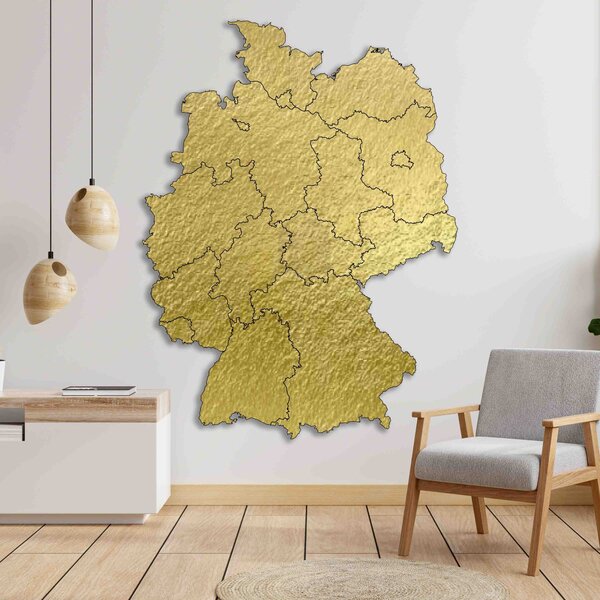 Dřevěná nástěnná mapa Německo - 16 dílků | DOUU: Přírodní překližka - Topol přírodní 45 x 60 cm 4182-65631 M004