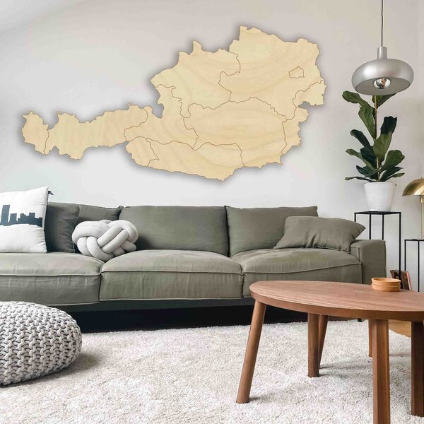Dřevěná mapa na stěnu Rakousko - 10 ks | SENTOP M008: Preglue - Bílá barva 40 x 80 cm 4186-66103 M008