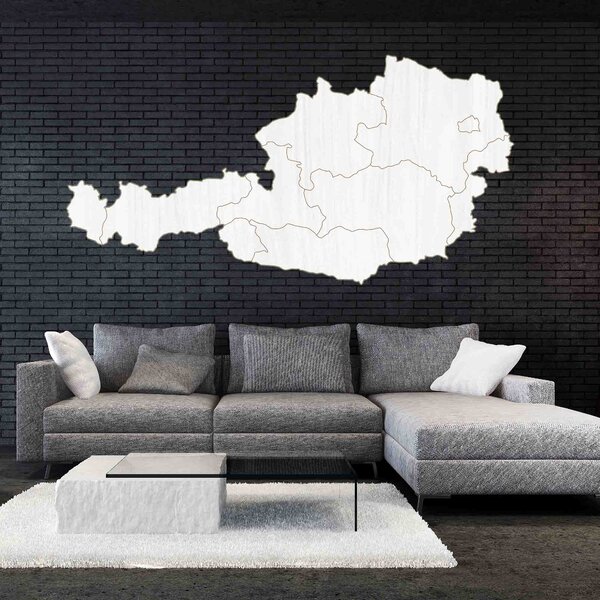 Dřevěná mapa na stěnu Rakousko - 10 ks | SENTOP M008: Preglue - Bílá barva 40 x 80 cm 4186-66103 M008