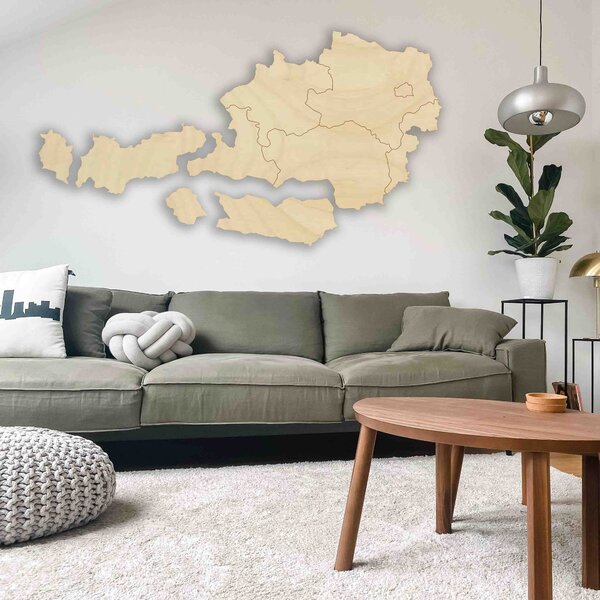 Dřevěná mapa na stěnu Rakousko - 10 ks | SENTOP M008: Preglue - Bílá barva 40 x 80 cm 4186-66103 M008
