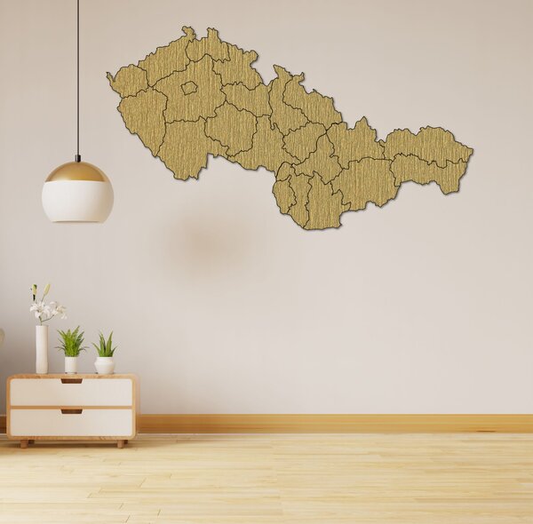 Dřevěná mapa Slovenska a České republiky - PUZZLE: Překližka Topol - Honey 3071 40 x 23 cm 4190-84945 M011