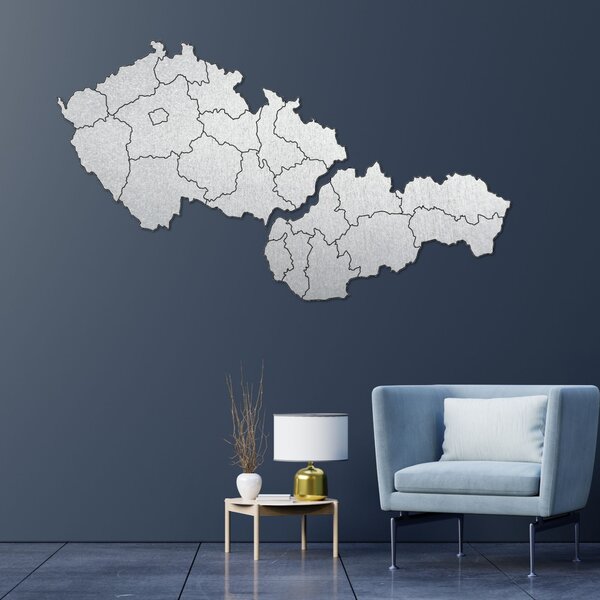 Dřevěná mapa Slovenska a České republiky - PUZZLE: Překližka Topol - Honey 3071 40 x 23 cm 4190-84945 M011