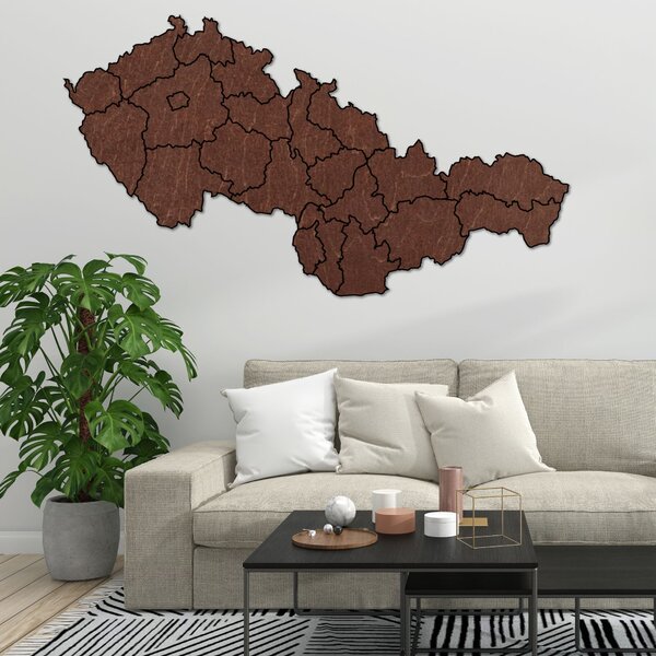 Dřevěná mapa Slovenska a České republiky - PUZZLE: Překližka Topol - Honey 3071 40 x 23 cm 4190-84945 M011