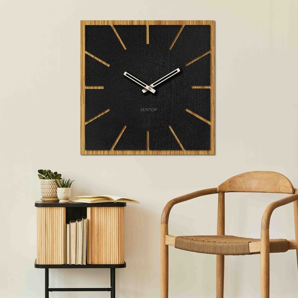 Velké nástěnné hodiny DUB - 30 - 50 cm | AKIL: HDF - Dub HDF - černá 30 cm Světlé 4197-70889 HDFK021