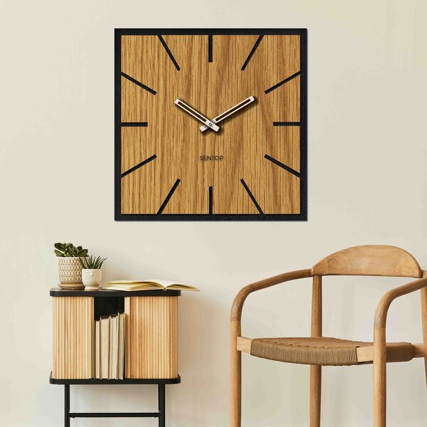 Velké nástěnné hodiny DUB - 30 - 50 cm | AKIL: HDF - Dub HDF - černá 30 cm Světlé 4197-70889 HDFK021