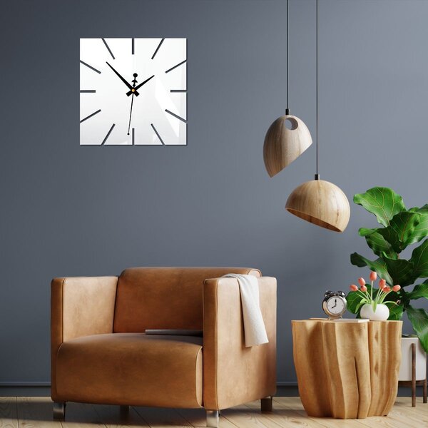 Nástěnné hodiny minimalistický čtvercový design - KAVARDI: Zrcadlo SILVER Černé ručičky 30 cm 4202-105570 X0099