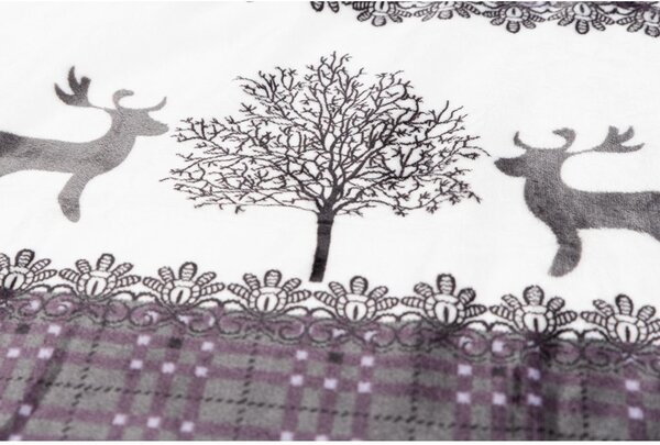 Povlečení mikroplyš VÁNOČNÍ SOBI šedé + prostěradlo mikroplyš SOFT 90x200 cm světle šedé