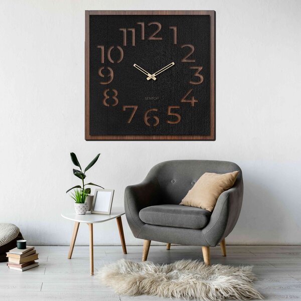Dřevěné hodiny na zeď - Sentop | HDFK024 | ořech wenge: HDF - Orech Wenge HDF - Orech Wenge 30 cm Světlé 4203-69114 HDFK024-orech wenge