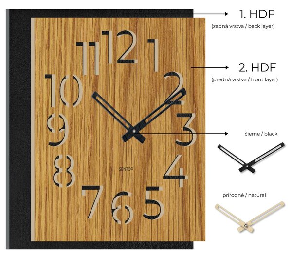 Dřevěné hodiny na zeď - Sentop | HDFK024 | dub: HDF - Dub HDF - Dub 30 cm Světlé 4207-109162 HDFK024-dub