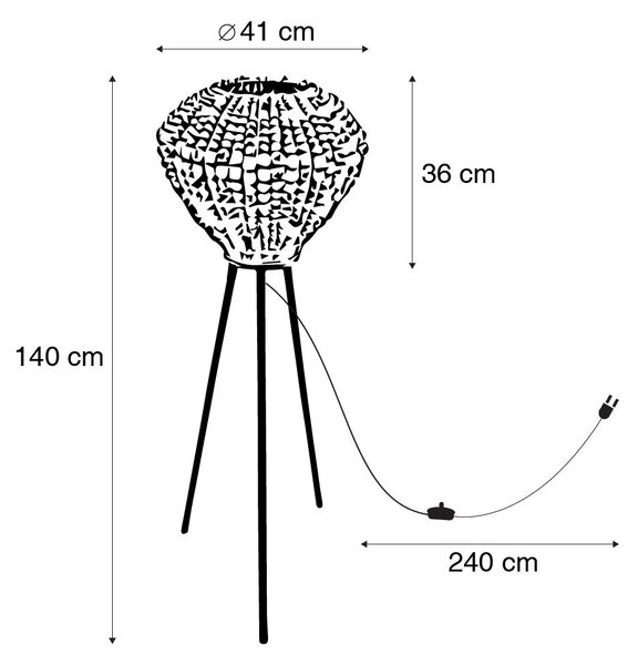 Orientální stojací lampa béžová s korálky - Moti