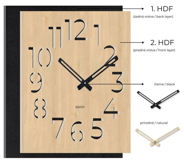 Dřevěné hodiny na zeď | JULR: HDF - Javor HDF - Javor 30 cm Světlé 4206-69276 HDFK024-javor