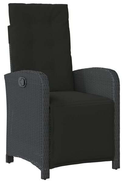 3dílný bistro set s poduškami černý polyratan