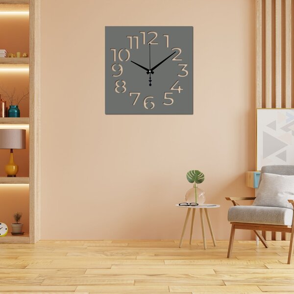 Hodiny na zeď čtvercové | PEMMA: Černá Ral 9005 Černé ručičky 30 cm 4209-107024 X0102