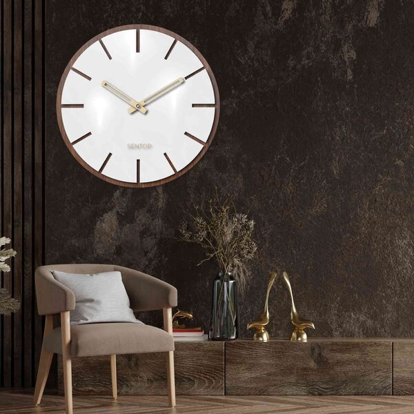 Nástěnné hodiny ze dřeva - Sentop | HDFK026 | ořech wenge: HDF - Orech Wenge HDF - Orech Wenge 30 cm Světlé 4216-69766 HDFK026-orech wenge