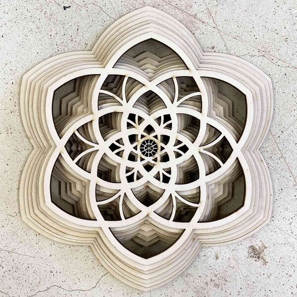 Dřevěná mandala Harmonie z více vrstev až 90 x 100 cm: 45 x 40 cm 4214-69702 PR0456