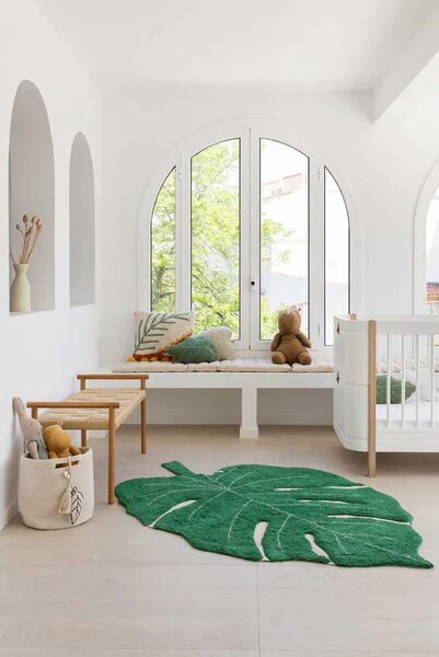 Lorena Canals, Přírodní koberec, ručně tkaný Monstera Leaf, 120x160, zelená, chodba / předsíň
