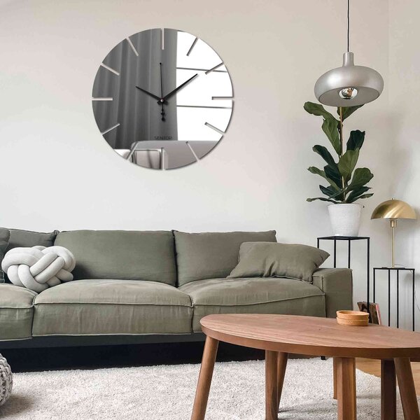 Nástěnné hodiny z plexiskla barevné - APLEND: Šedá kovová Ral 7005 Stříbrné ručičky 30 cm 4220-70063 X0106