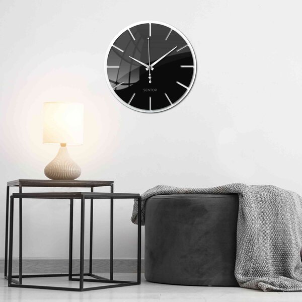 Hodiny na zeď z plexiskla dvouvrstvé | HEDVIG: Stříbrné ručičky Bílá Bílá 30 cm 4219-69955 X0105