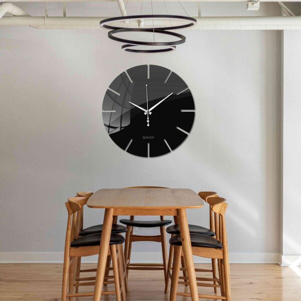 Nástěnné hodiny z plexiskla barevné - APLEND: Šedá kovová Ral 7005 Stříbrné ručičky 30 cm 4220-70063 X0106