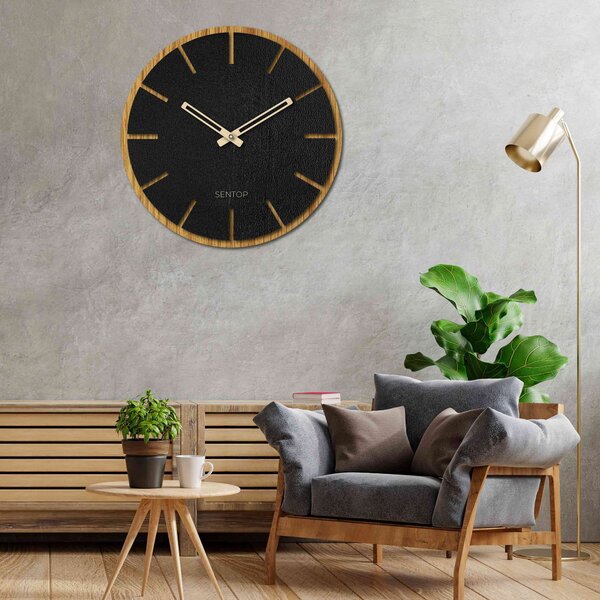 Nástěnné hodiny ze dřeva |HUWE: HDF - Dub HDF - Dub 30 cm Černé 4218-70835 HDFK026-dub
