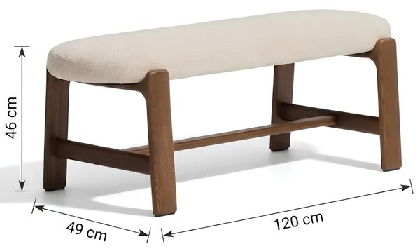 Kave Home Béžová ořechová lavice Granite 120 cm
