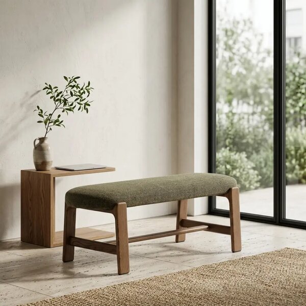 Kave Home Zelená ořechová lavice Granite 120 cm