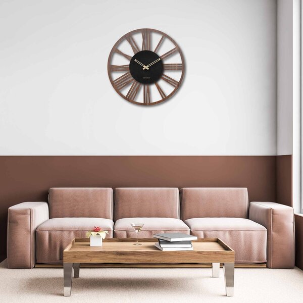 Nástěnné hodiny s římskými číslicemi - ořech wenge: HDF - Orech Wenge HDF - Orech Wenge 30 cm Světlé 4228-70564 HDFK028-orech wenge