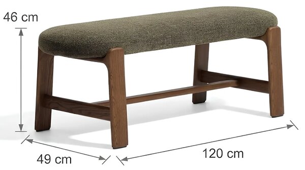Kave Home Zelená ořechová lavice Granite 120 cm