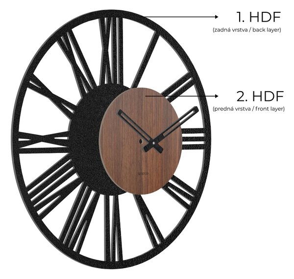 Nástěnné hodiny s římskými číslicemi - ořech wenge: HDF - Orech Wenge HDF - Orech Wenge 30 cm Světlé 4228-70564 HDFK028-orech wenge