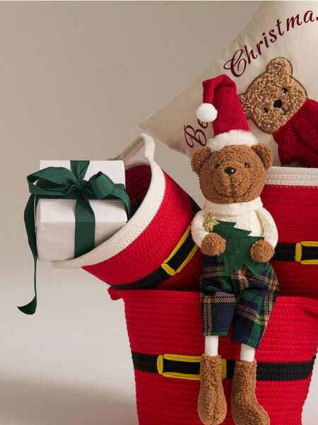 Sinsay - Vánoční úložný koš s motivem obleku Santy - červená