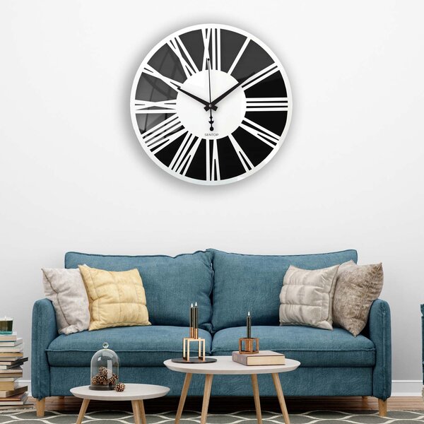 Nástěnné hodiny z plexiskla - Sentop | X0110 | dvojitá vrstva: Stříbrné ručičky Bílá Bílá 30 cm 4234-71212 X0110
