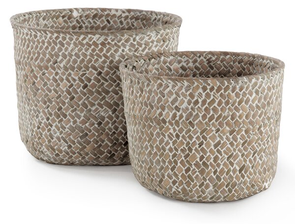 Set 2 ks pletených košíků Compactor MIKA, malý 14 x 11 cm, velký 16 x 12 cm, béžový